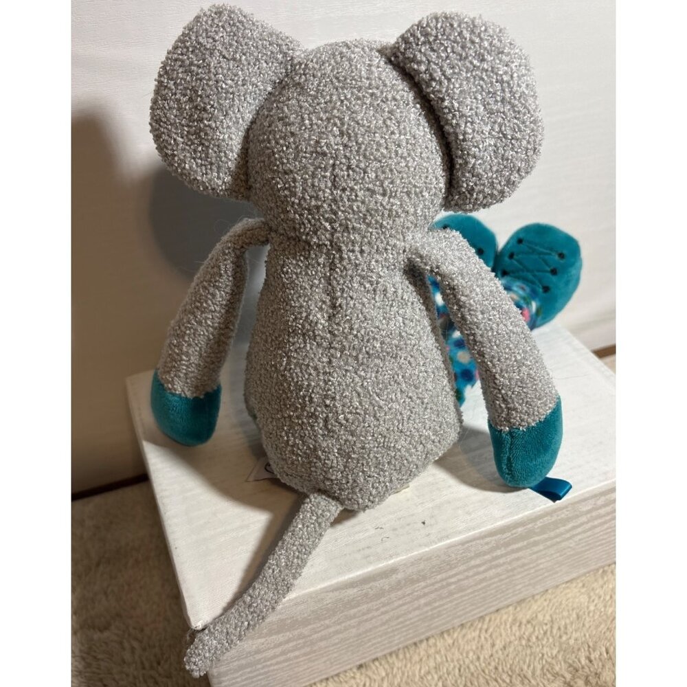 Scentsy Buddy Mouse Teal Gray Plush Toy Polka Dot Legs & Bow Tie 12" - Picture 4 of 7